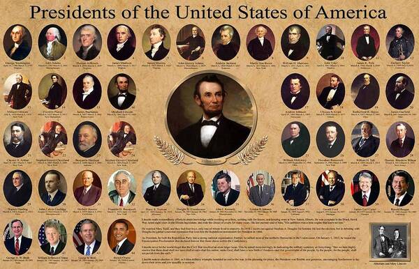 Presidents Of The United States Of America Poster featuring the digital art Presidents of the United States of America by Georgia Clare