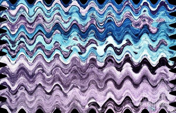 Painting Poster featuring the painting Purple and Aqua Waves by Marsha Heiken