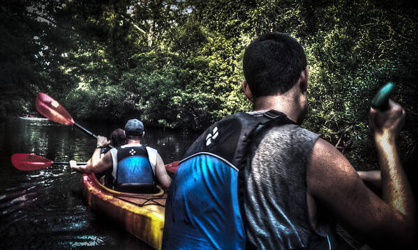 Kayaking Poster featuring the photograph River Kayaking by Deborah Klubertanz