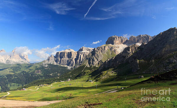 Alpine Poster featuring the photograph Saas Pordoi and Fassa Valley by Antonio Scarpi