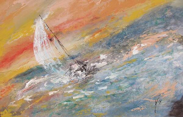 Abstract Poster featuring the painting Sailing The Horizon by Melanie Stanton