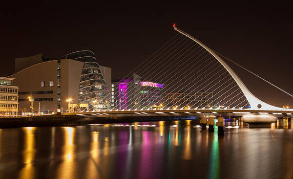 Blue Poster featuring the photograph Samuel Beckett Bridge in Dublin City by Semmick Photo