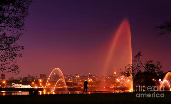 Ibirapuera Poster featuring the photograph Sao Paulo - Ibirapuera Park at Dusk - Contemplation by Carlos Alkmin