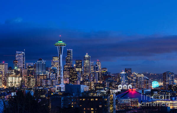 Seattle Poster featuring the photograph Seattle At Twilight by Eddie Yerkish