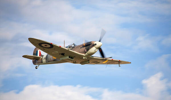 Spifire Poster featuring the photograph Spitfire mk5 low pass by Ian Merton