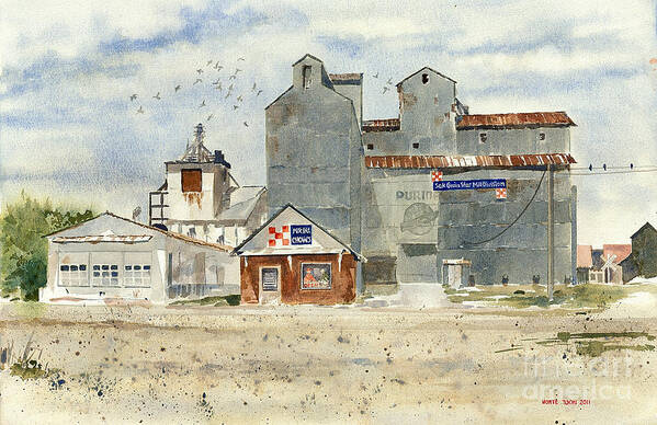 For Many Years Farmers Brought Grain To This Purina Star Mill In Independence Poster featuring the painting Star Mill by Monte Toon