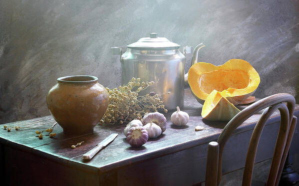 Vegetables Poster featuring the photograph Still Life With Pumpkin by Ustinagreen