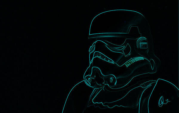 Stormtrooper Poster featuring the digital art Stormtrooper in Teal by Chris Thomas