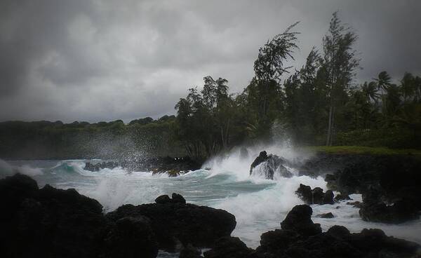 Hana Bay Maui Poster featuring the photograph Summer Storm Hana Bay Hawaii by Marilyn MacCrakin