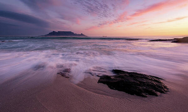 Tranquility Poster featuring the photograph Table Mountain, Streaky Dusk by Paul Bruins Photography
