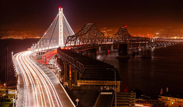 San Francisco Poster featuring the photograph The Bay Bridges by Alexis Birkill