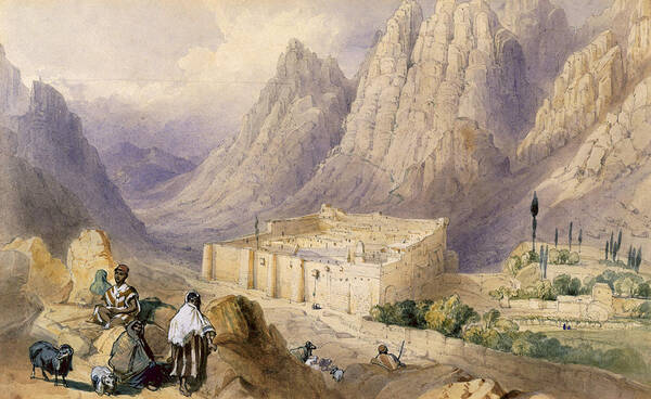 Egyptian Landscape Poster featuring the drawing The Convent Of St. Catherine, Mount by William Henry Bartlett