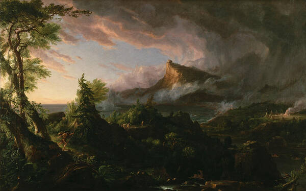 Hudson River School Poster featuring the painting The Course of Empire The Savage State by Thomas Cole