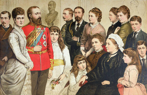 Royalty Poster featuring the photograph The Royal Family, 1880 Colour Engraving by English School