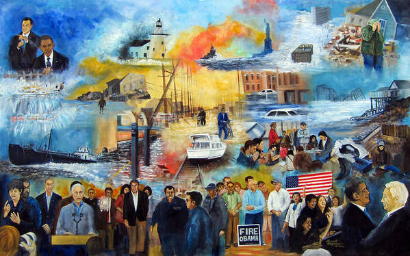 Hurricane Sandy Poster featuring the painting Tumultuous 2012 by Leonardo Ruggieri