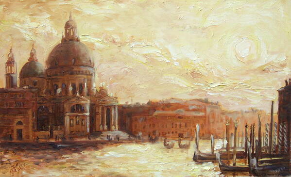 Venice Poster featuring the painting Venice - Santa Maria della Salute by Irek Szelag