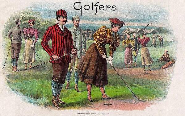 Vintage Golfers Poster featuring the digital art Vintage Golfers by Maciek Froncisz