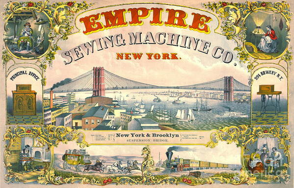 Vintage Sewing Machine Advertisement 1870 Poster featuring the photograph Vintage Sewing Machine Ad 1870 by Padre Art