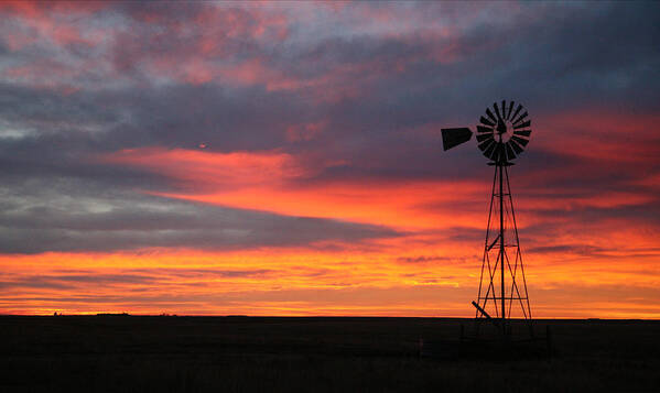  Sunrise Poster featuring the photograph Windmill Sunrise by Shirley Heier