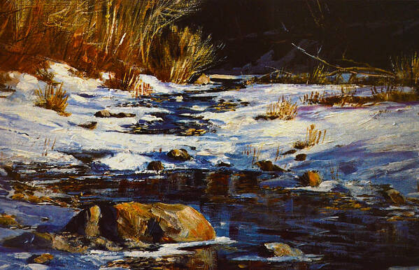 Winter Pond Poster featuring the painting Winter Pond by Sandi OReilly