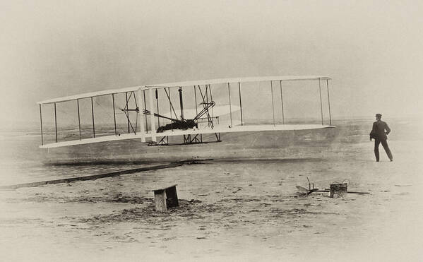 Wright Brothers - First In Flight Poster featuring the photograph Wright Brothers - First in Flight by Bill Cannon