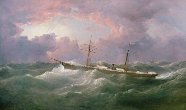 Storm; Sky Poster featuring the painting Portrait of the lsis a Steam and Sail Ship by Samuel Walters