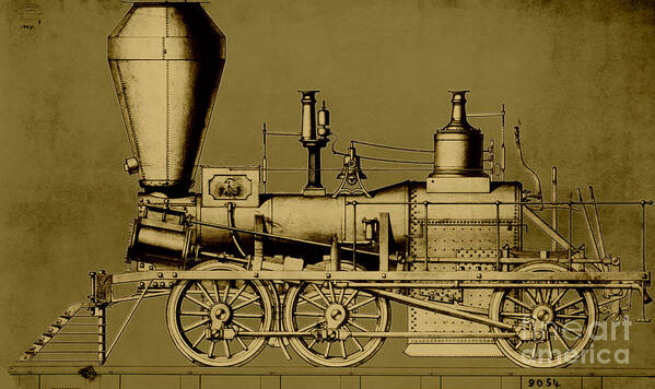 Historic Poster featuring the photograph 19th Century Locomotive #2 by Omikron
