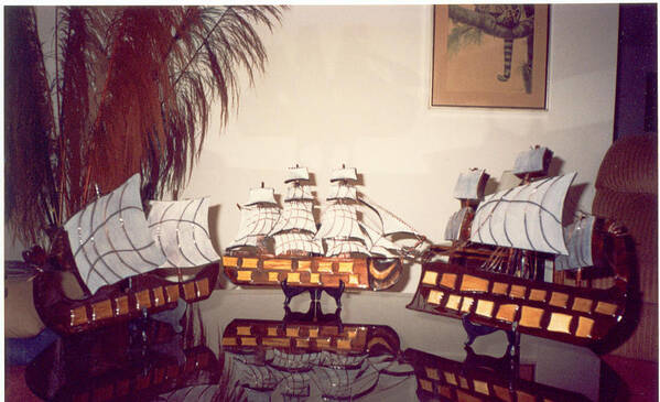 Wood Ships Poster featuring the mixed media Antique Ships by Val Oconnor