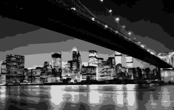 Brooklyn Bridge Poster featuring the photograph Brooklyn Bridge @ Night BW8 by Scott Kelley