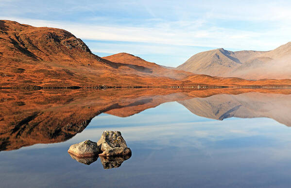 Black Mount Poster featuring the photograph Mountain reflection by Grant Glendinning