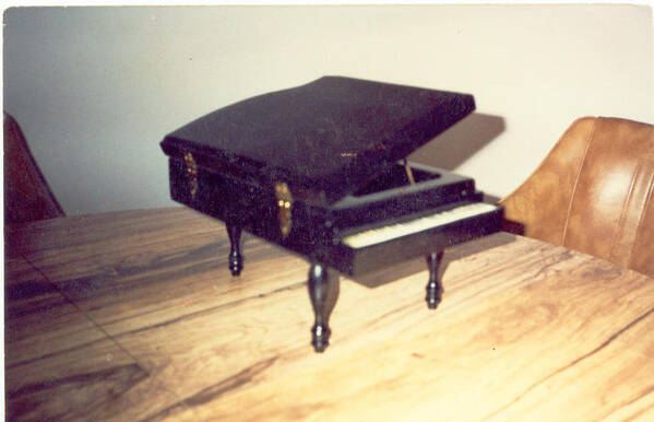 Wooden Piano Musical Box Poster featuring the mixed media Piano Musical Box by Val Oconnor