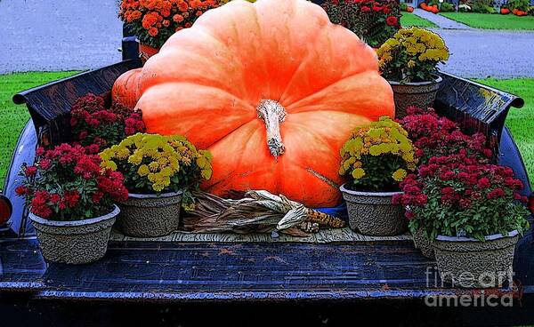 Pumpkin Poster featuring the photograph Pumpkin And Flowers by Kathleen Struckle