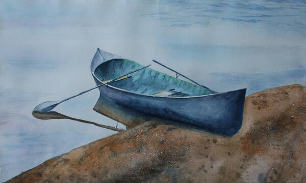 Canoe Poster featuring the painting Solitude by Patsy Sharpe