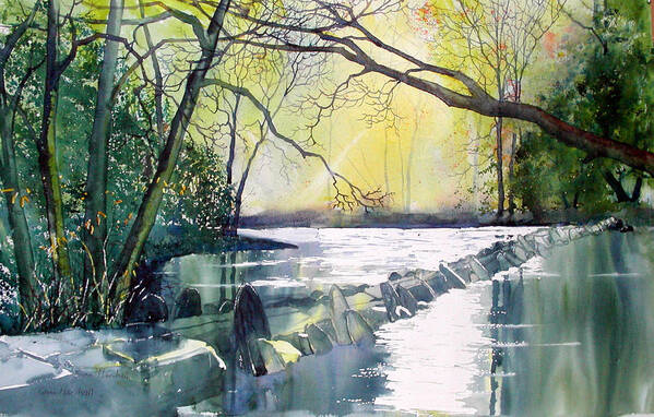 Landscape Poster featuring the painting Tarr Steps near Exmoor by Glenn Marshall