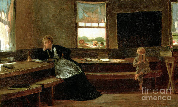 Detention Poster featuring the painting The Noon Recess or Kept in by Winslow Homer by Winslow Homer