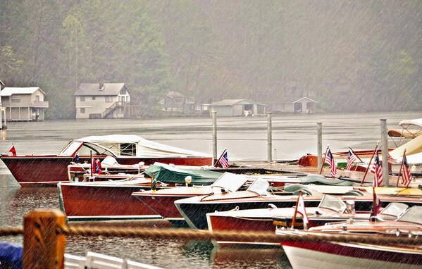 Antique Poster featuring the photograph Wood Boats in the Rain by Susan Leggett