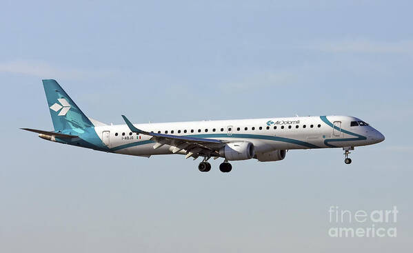 Air Dolomiti Poster featuring the photograph Air Dolomiti, Embraer ERJ-195 #1 by Amos Dor