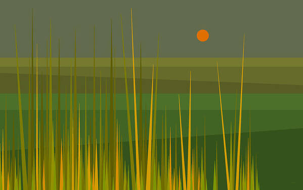 Green Fields Poster featuring the digital art Green Fields by Val Arie