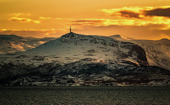 Landscape Poster featuring the photograph Helligfjellet Tower Sunset #1 by Adam Rainoff