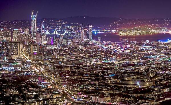 San Poster featuring the photograph Night Time In San Francisco California #1 by Alex Grichenko