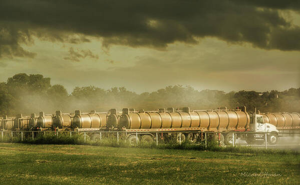 Tank Trucks Poster featuring the photograph 12 Tank Trucks Warming Up by Micah Offman