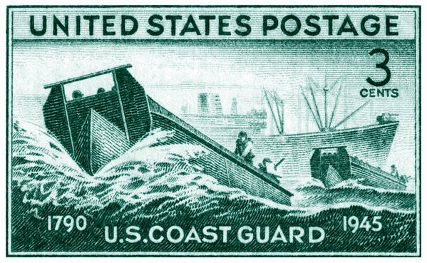 Uscg Poster featuring the painting 1945 Coast Guard Issue Stamp by Historic Image