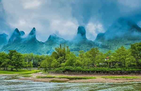 Scenery Poster featuring the photograph Karst mountains and Lijiang River scenery #24 by Carl Ning