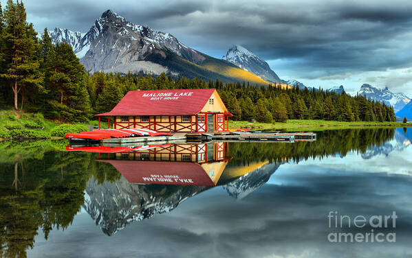 Maligne Lake Poster featuring the photograph A Touch Of Sunset by Adam Jewell