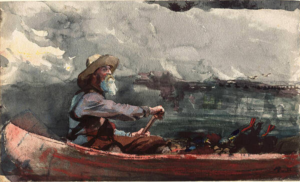 Winslow Homer Poster featuring the drawing Adirondacks Guide by Winslow Homer