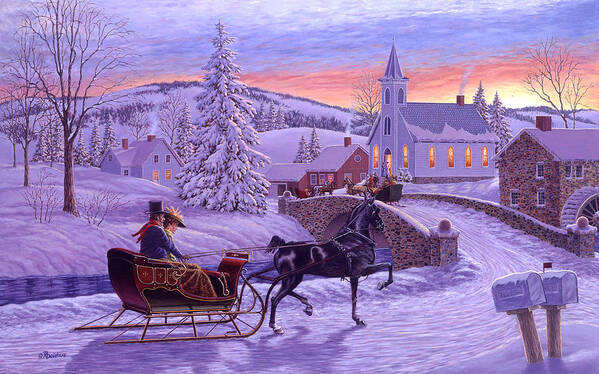 Christmas Poster featuring the painting An Old Fashioned Christmas by Richard De Wolfe