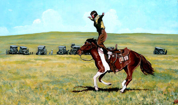 Bull Poster featuring the painting Babette Rides Again by Tom Roderick