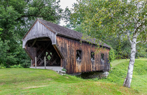 The Baltimore Covered Bridge Is A Town Lattice Truss Type Bridge Built By Granville Leland And Dennis Allen In 1870. This 37' Bridge Originally Spanned Great Brook In North Springfield. One Hundred Years Later It Was Relocated Next To Poster featuring the photograph Baltimore Covered Bridge, Springfield, VT by Betty Denise