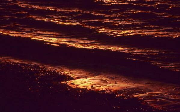 Shore Beach Waves Sunset Surf Poster featuring the photograph Beach Fire by Laurie Stewart