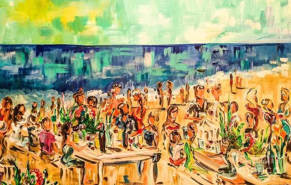 Beach Poster featuring the painting Beach party by Lisa Owen